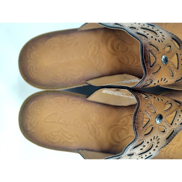 Clarks Thong Cutout Cork Wedge Sandals Size 10 - Picture 3 of 7